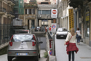 Car park entrance near Via Cesarea or Vi Fiasella, Genova
