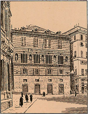 Palazzo Spinola and Piazza Fonte Marose 50 years ago.