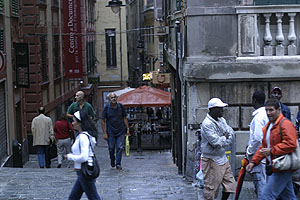 Via Garibaldi, looking down a sie street into the Centro Storico of Genova