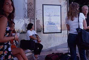 The local bus stop at the long distance bus station, Marbella