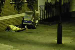 Devereux court, rubbish at nighttime