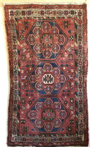 NW Persian Kurdish or Afshar rug, large blossom medallion—click to see enlarged view