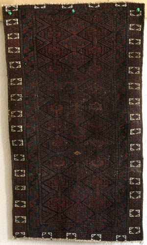 Antique Baluch bag (balisht) face with silk diamond, late 19th c.—click to see enlarged view