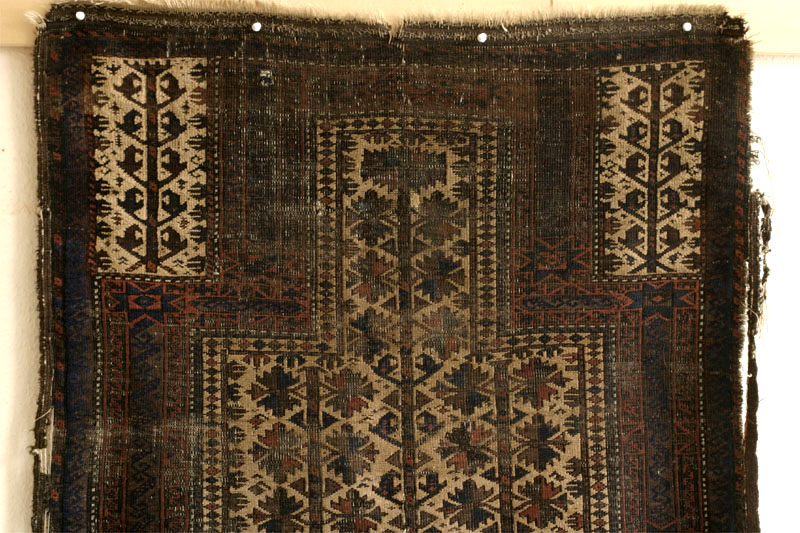 Baluch prayer rug with tree of life design, top half