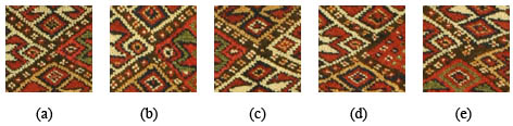Five types of connections of diagonal bands in Khorrasan Kurd rug