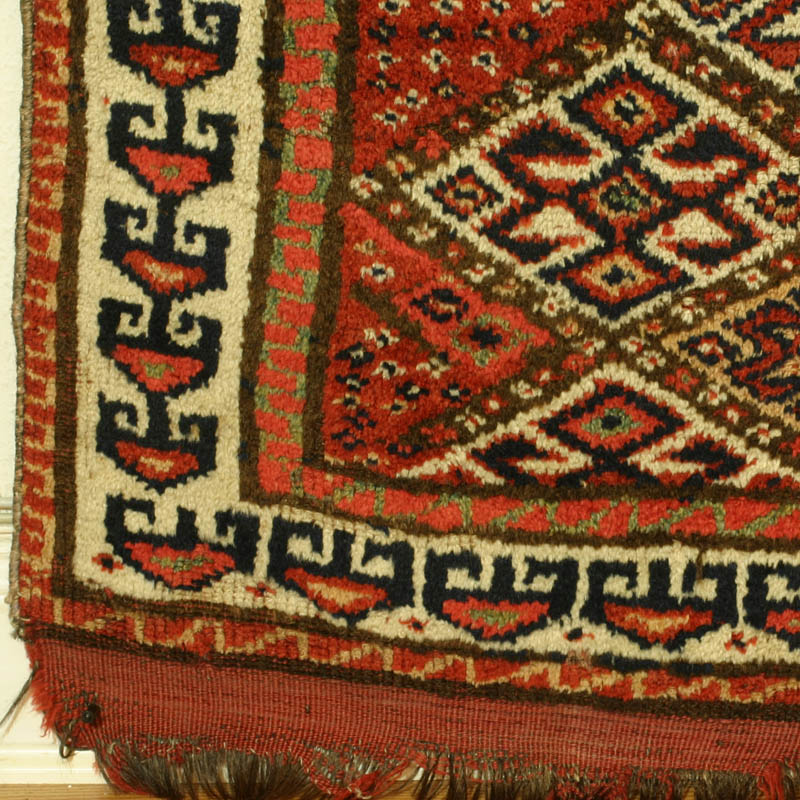 Khorassan Kurd (Quchan) rug, lower left corner