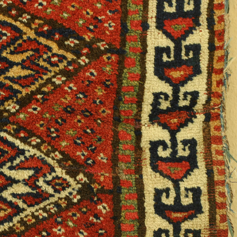Khorassan Kurd (Quchan) rug, selvage detail 1