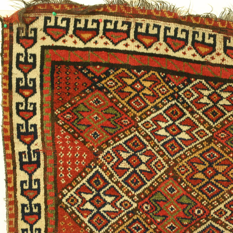 Khorassan Kurd (Quchan) rug, top left corner
