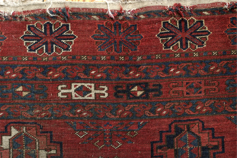 Ersari Turkmen chuval, south Turkmenistan or Afghanistan, third quarter 19th century: top row of star / rosette motives