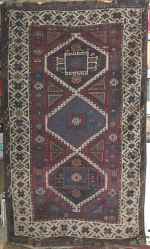 gaziantep kurdish rug with hooked hexagonal medallions