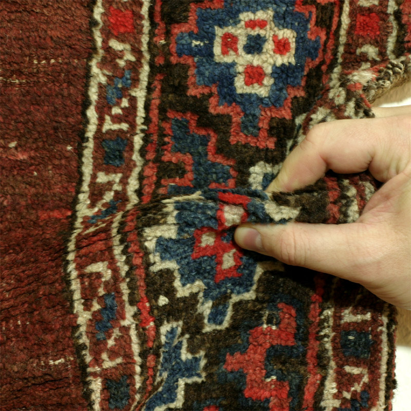 Karakalpak or Uzbek main rug - pile fold shoeing length of pile