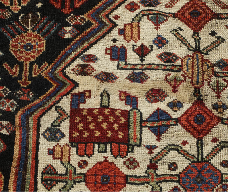 Khamseh rug - new repair - right side