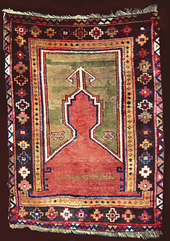 This type of prayer rug is the most traditional in Karacadag area. ( 1825 - 1850 )