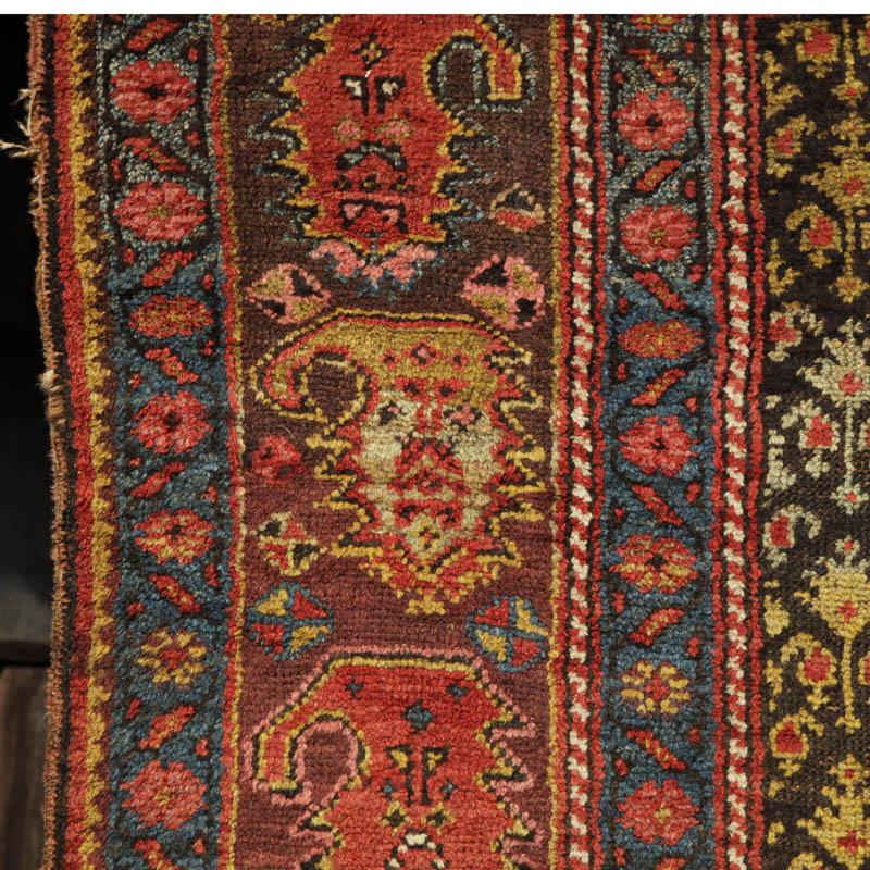 kurdish rug with large boteh border - border left side 2