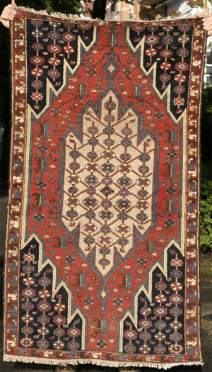Hamadan Mazlaghan rug fragment (outer secondary border missing), ca. 1900—click to see enlarged view