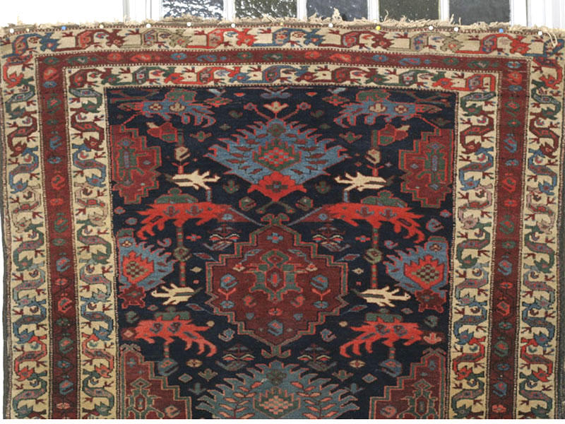 Antique north-west Persian Kurdish Palmette rug: top half