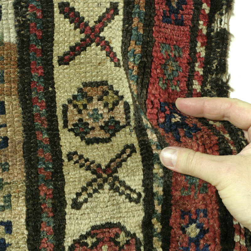 NW Persian medallion Kurdish rug: pile fold
