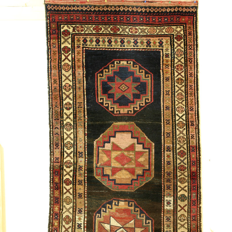 NW Persian medallion Kurdish rug: top half