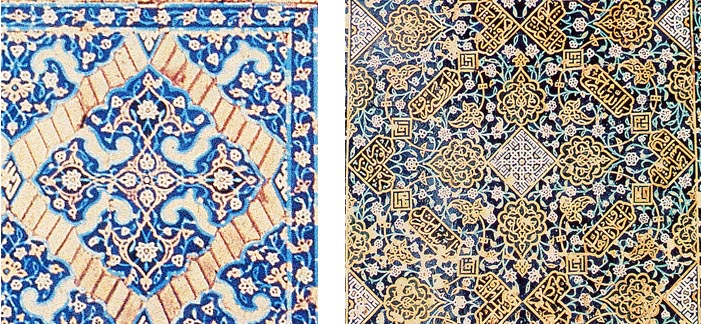 two tile patterns in the Masjid-i Kabud mosque in Tabriz