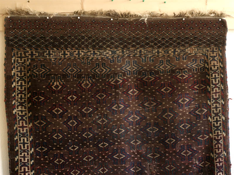 yomud turkmen rug, top half